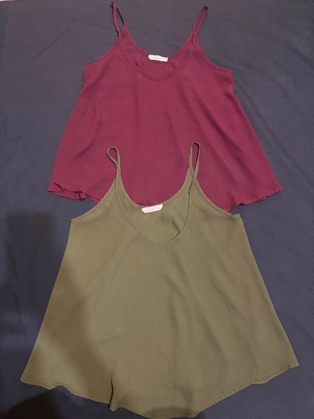 Lush Spaghetti Strap Swing Tank Tops Bundle XS Burgundy & Olive Green